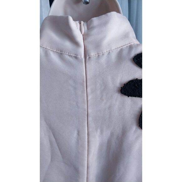 Vintage Organza Embroidery Turtleneck Beading Flare Long Sleeve Maxi Dress - Picture 7 of 11